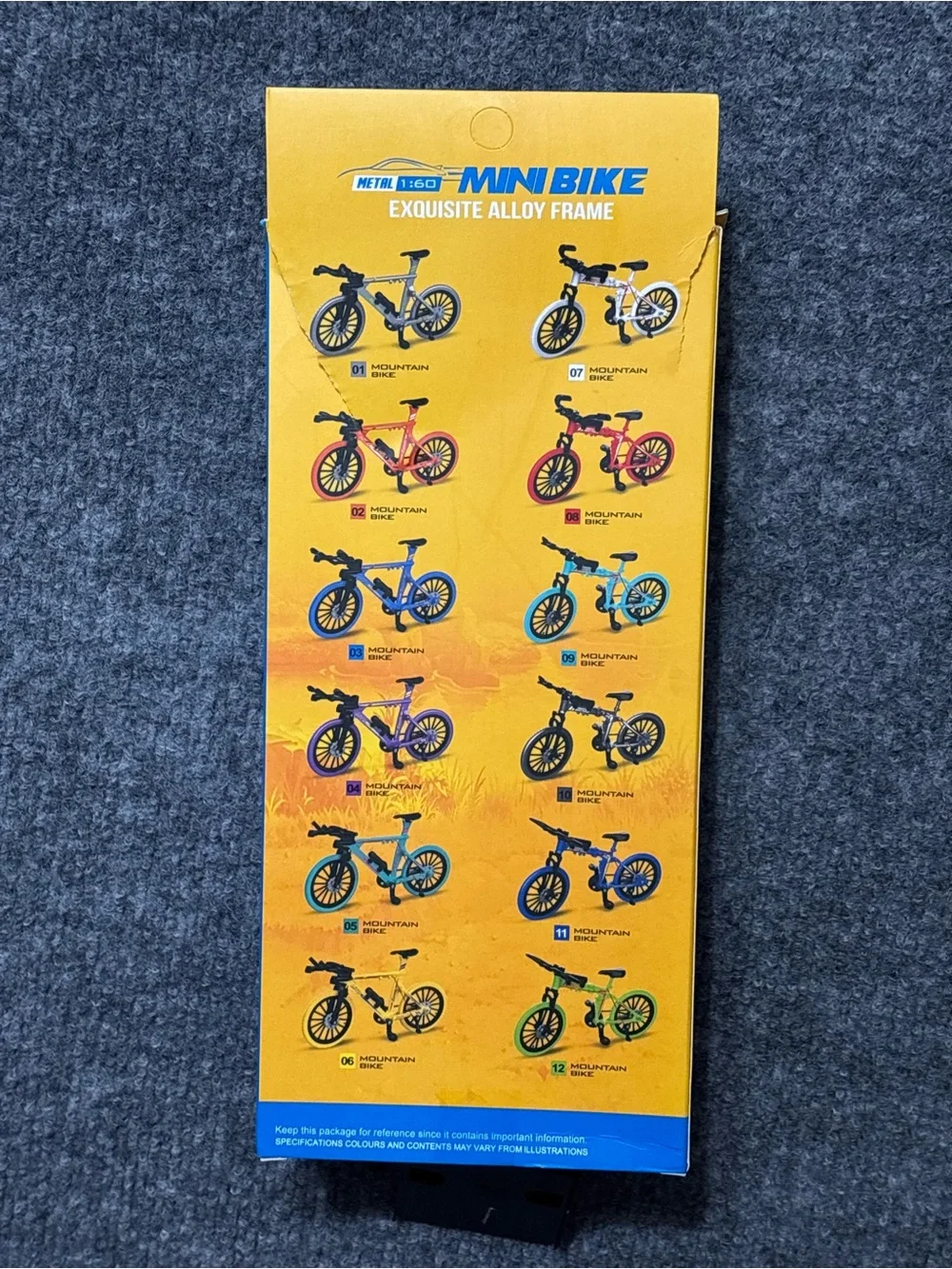 Diecast 1:60 Metal Mini Mountain Bike Toy Set 3 Pcs Orange Blue Purple Bicycle